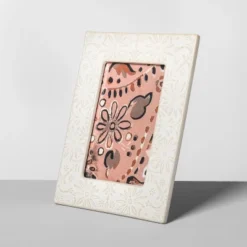 4" X 6" Embossed Ceramic Frame White - Opalhouse™