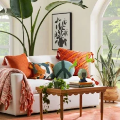 Beaded Peace Sign Round Throw Pillow - Opalhouseâ„¢ Designed With Jungalowâ„¢