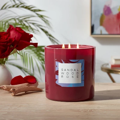 28oz Glass Sandalwood Rose Candle Burgundy - Opalhouse™ 1 28oz Glass Sandalwood Rose Candle Burgundy - Opalhouse™