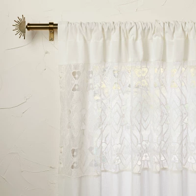 1pc Sheer Banded Geo Macrame Window Curtain Panel White - Opalhouse™ Designed With Jungalow™ 4 1pc Sheer Banded Geo Macrame Window Curtain Panel White - Opalhouse™ Designed With Jungalow™ - Image 4